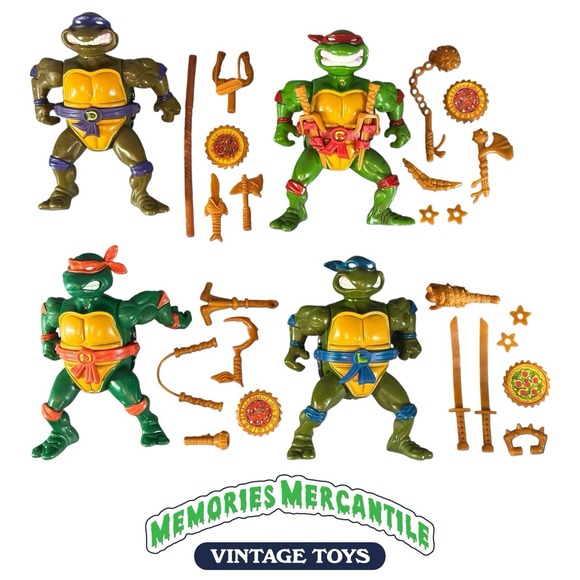 Vintage TMNT Ninja Turtles Storage Shell Lot Of 4 Near Complete - Picture 1 of 6